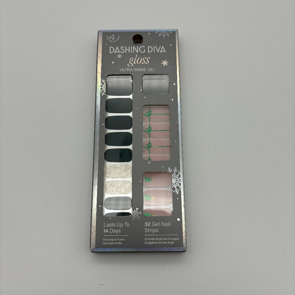 Dashing Diva Gloss Ultra Shine Gel Nail Strips, Tree Skirt, 32 ct, Christmas